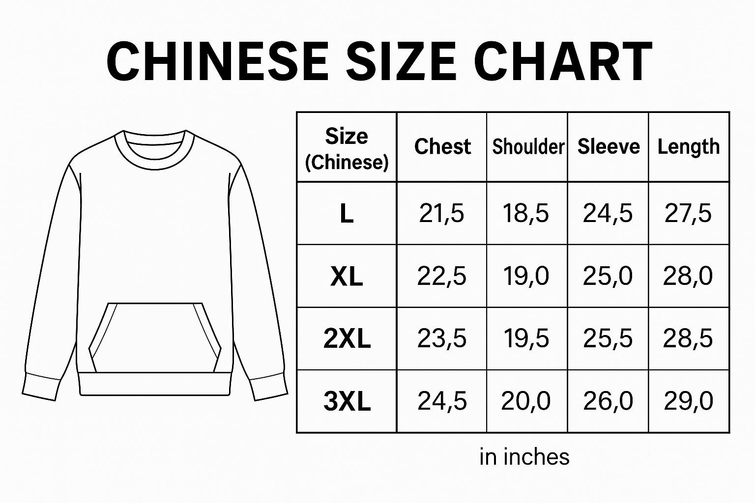Size Chart 1