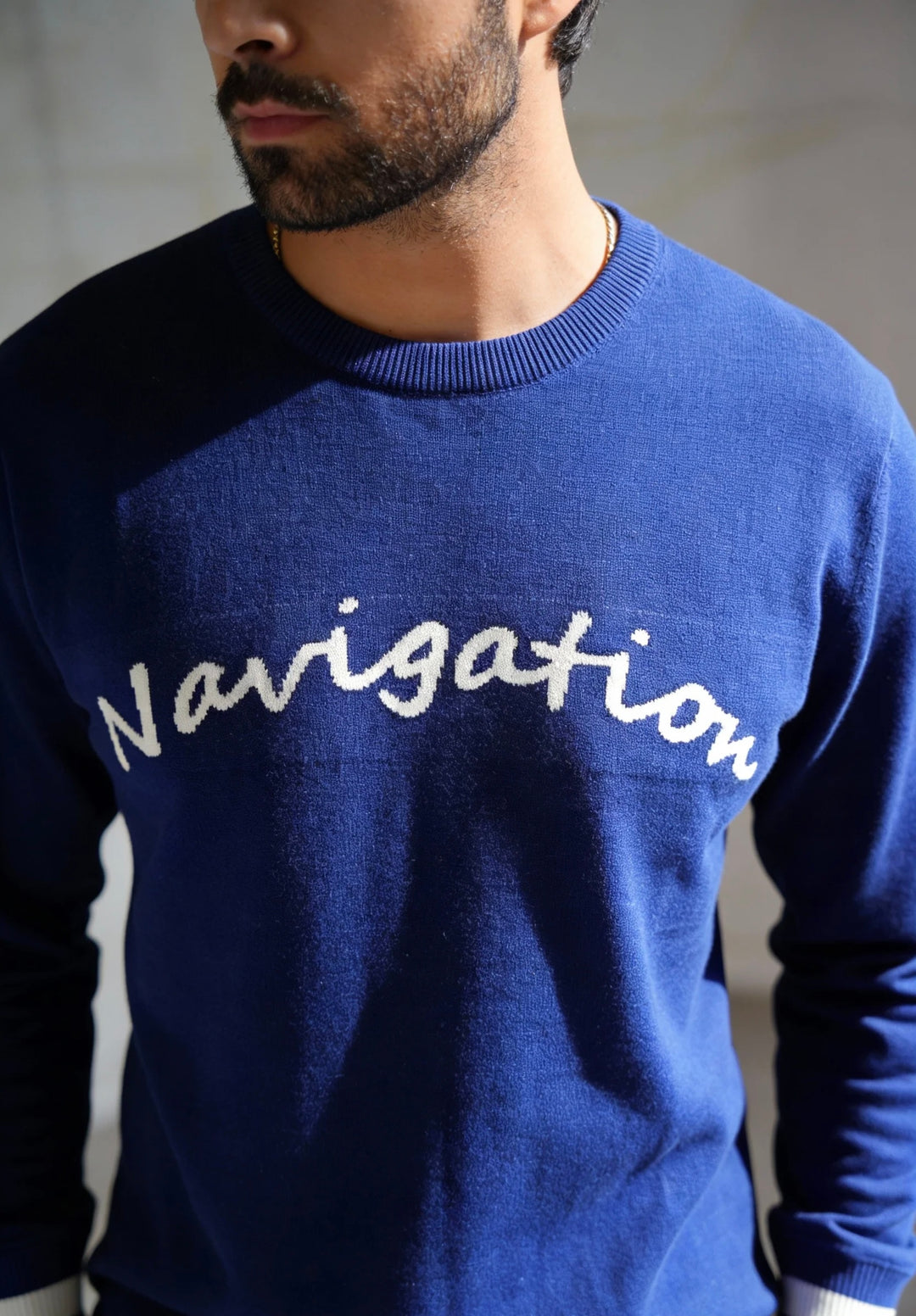 Navigation Crewneck Knit Sweatshirt – Navy
