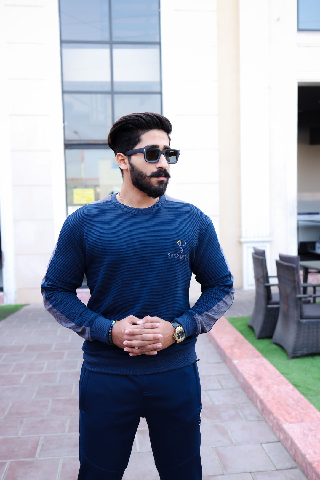 Navy Blue Knitted Sweatshirt (MEN)