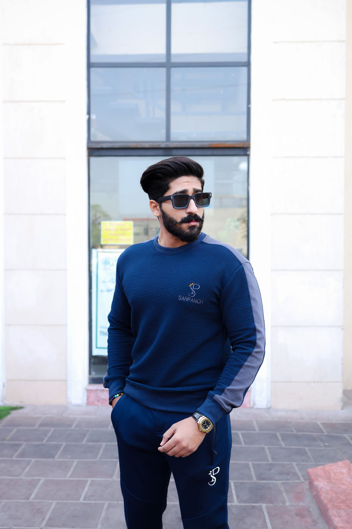 Navy Blue Knitted Sweatshirt (MEN)