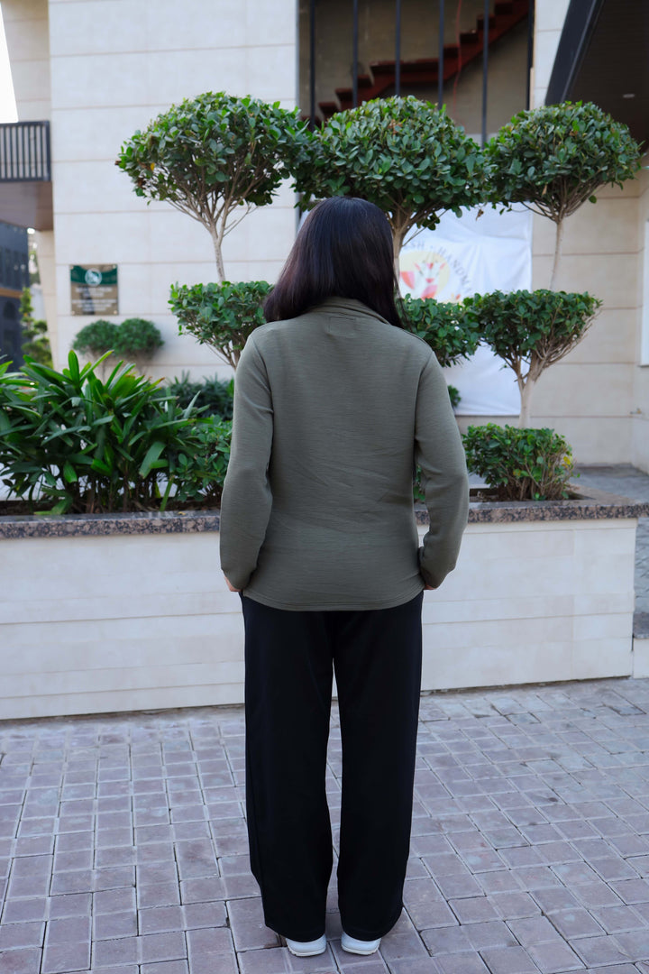 Olive Green Full Sleeve Polo (Women)