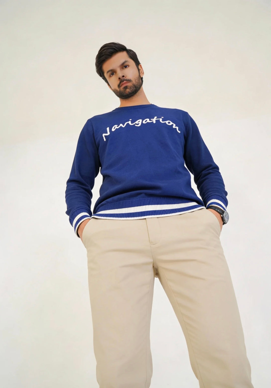Navigation Crewneck Knit Sweatshirt – Navy