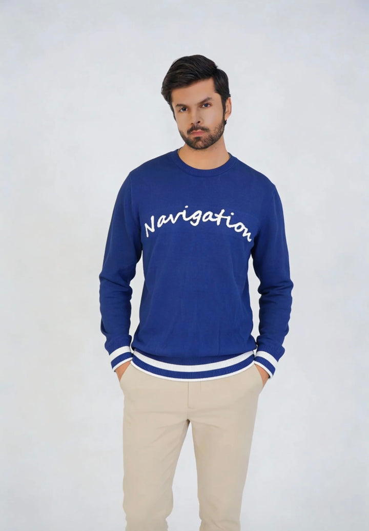 Navigation Crewneck Knit Sweatshirt – Navy