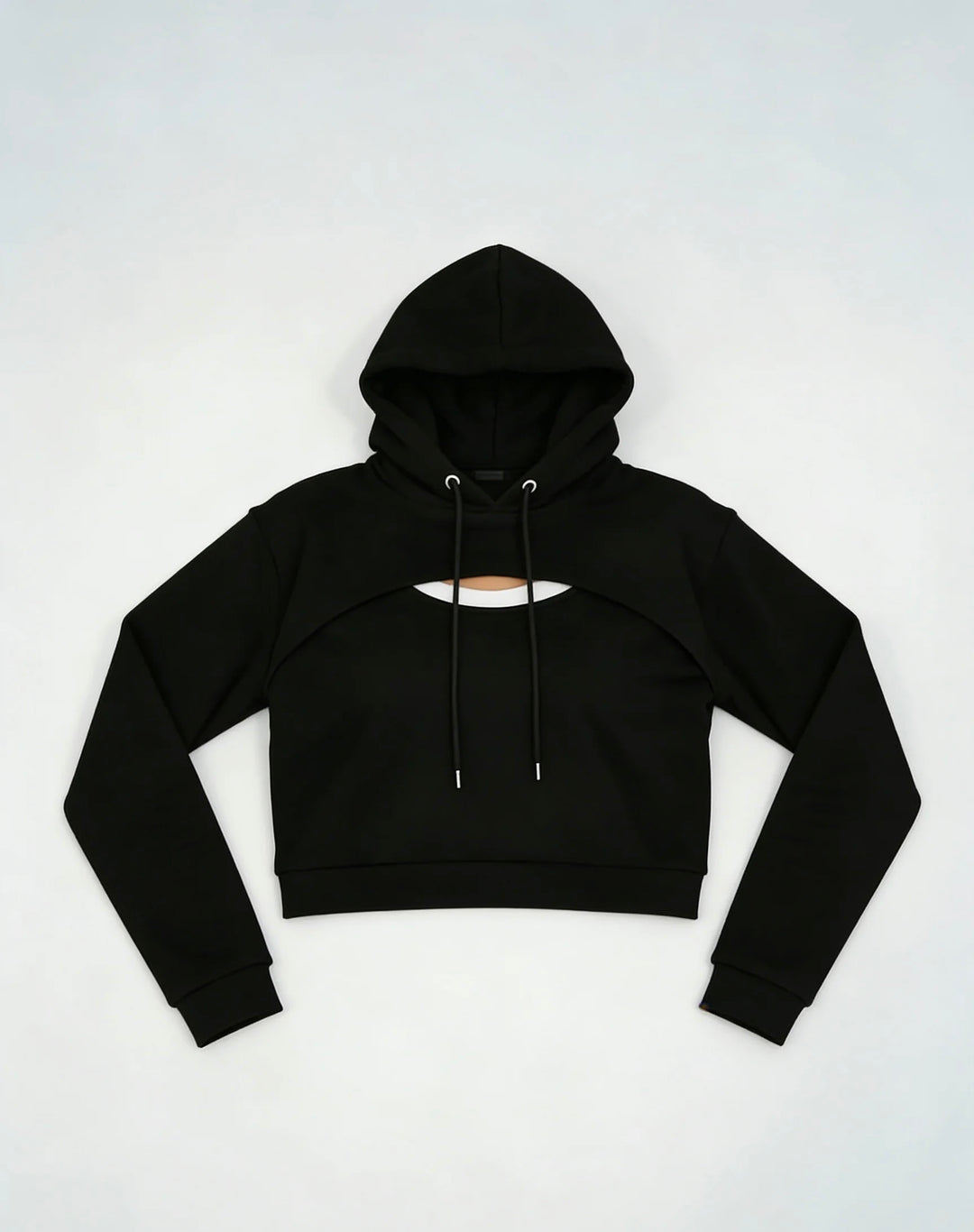 Women’s Black Cutout Cropped Hoodie