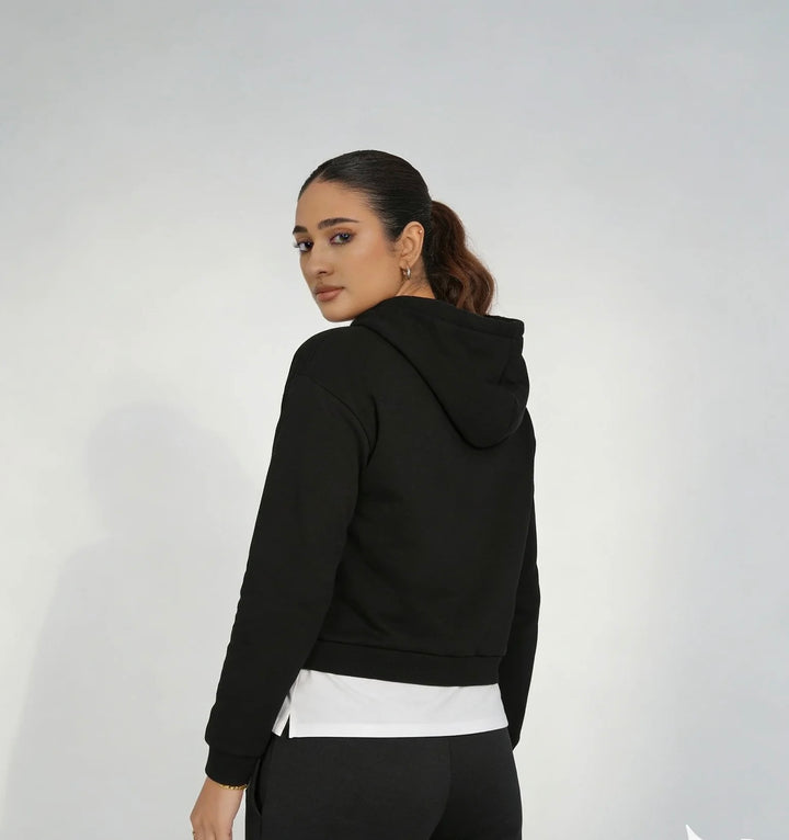 Women’s Black Cutout Cropped Hoodie