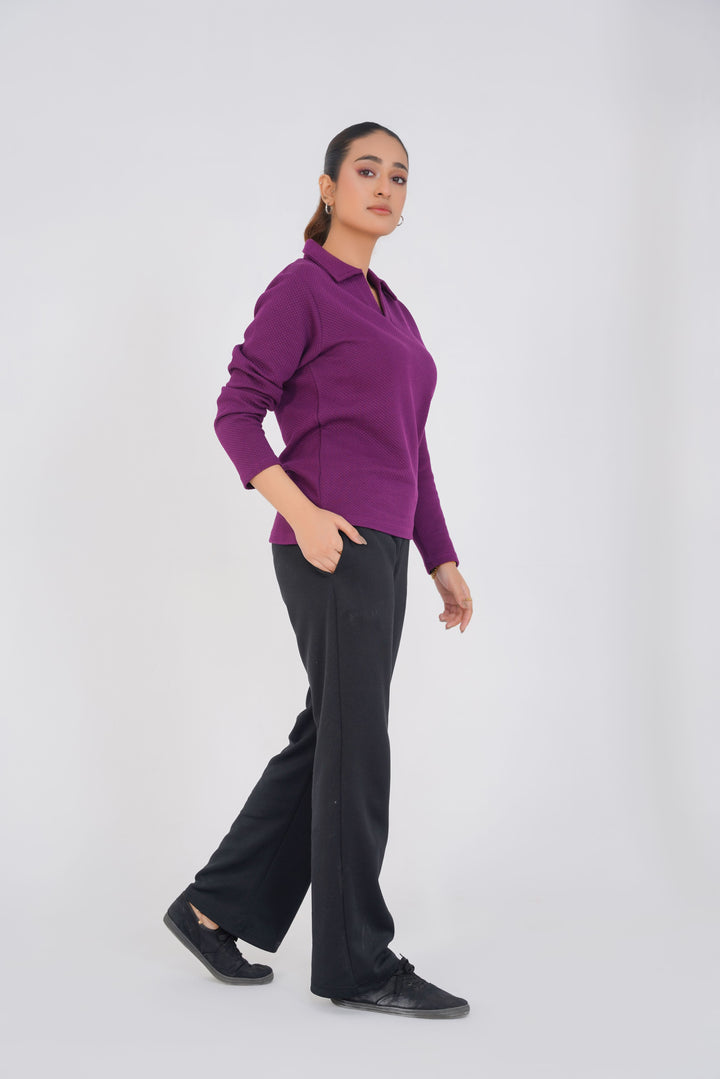 Palatinate Purple Full Sleeve Polo (women)