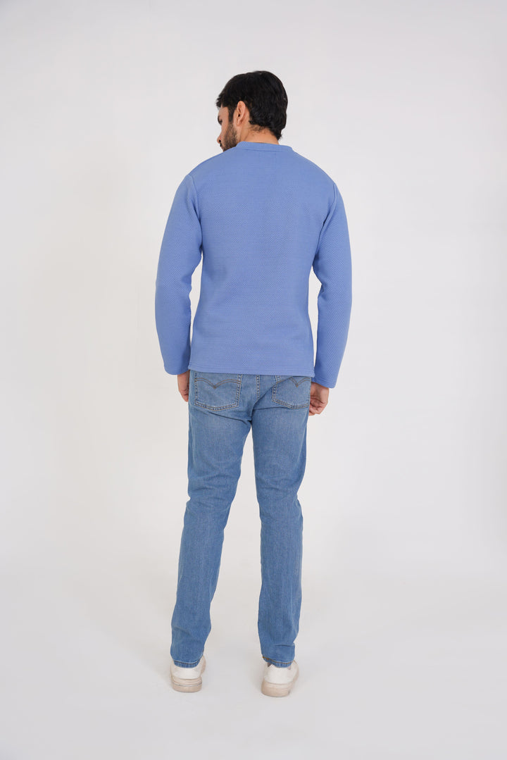 Pastel Blue Henley Sweatshirt (Men)