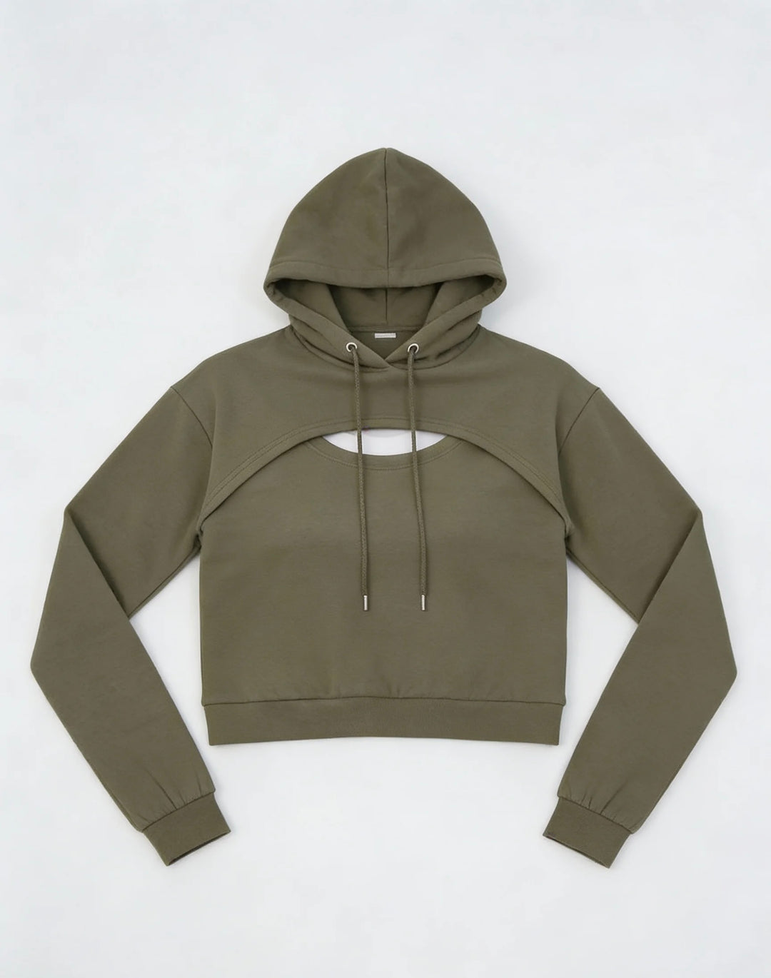 Women’s Olive Cutout Cropped Hoodie